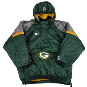 Vintage Green Bay Packers Football NFL Pro Line Starter Hooded Jacket Size Large